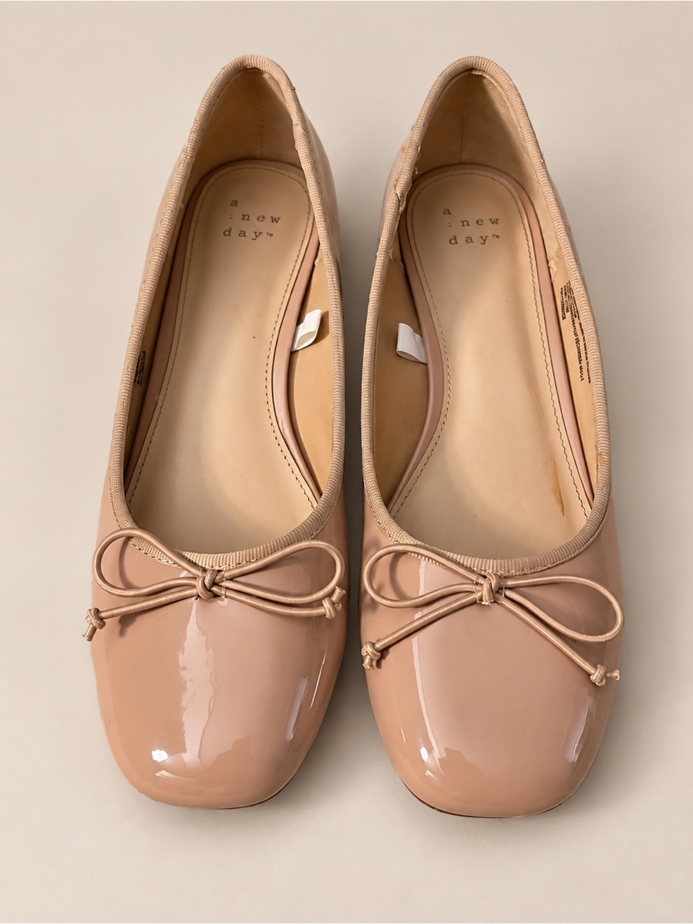 a new day Womens Blush Patent Ballet Flats with Bow